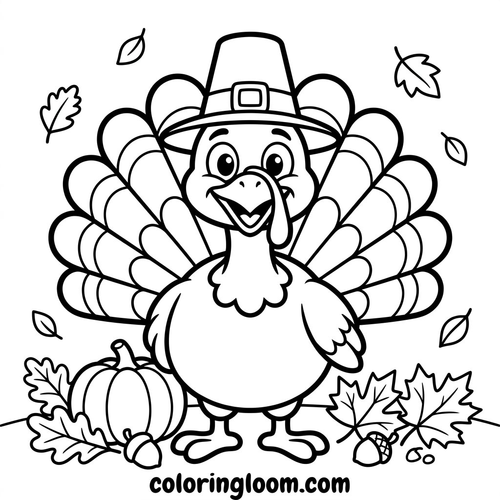 Free Printable Turkey Coloring Pages Sheet 4