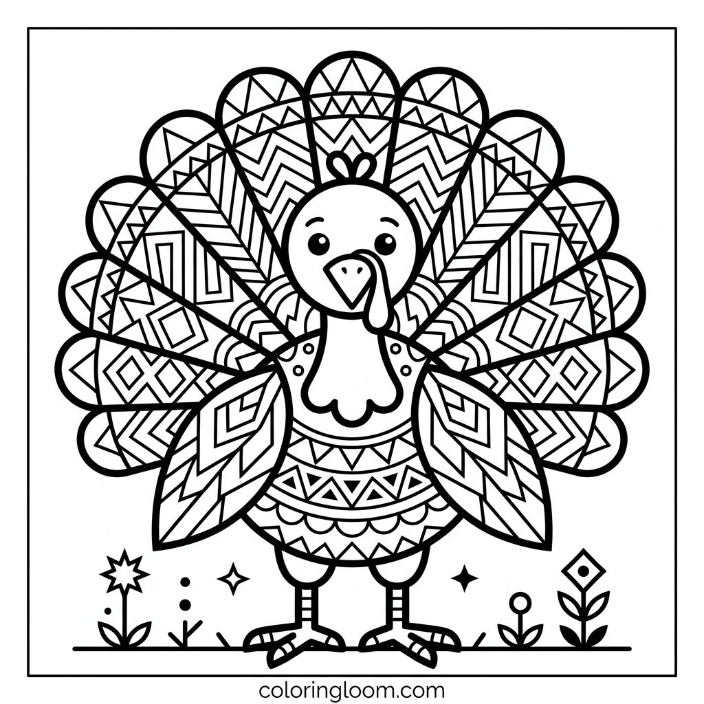 Free Printable Turkey Coloring Pages Sheet 6
