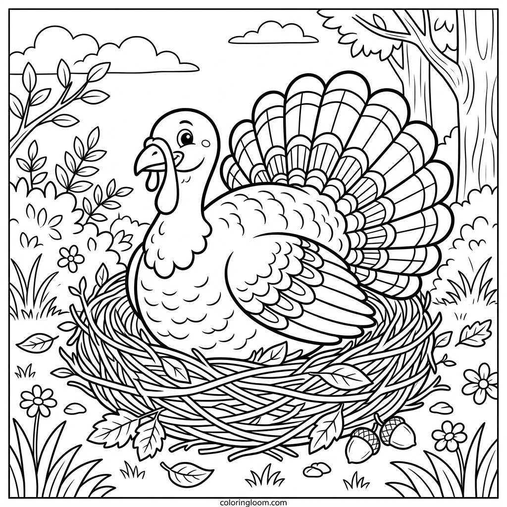 Free Printable Turkey Coloring Pages Sheet 10