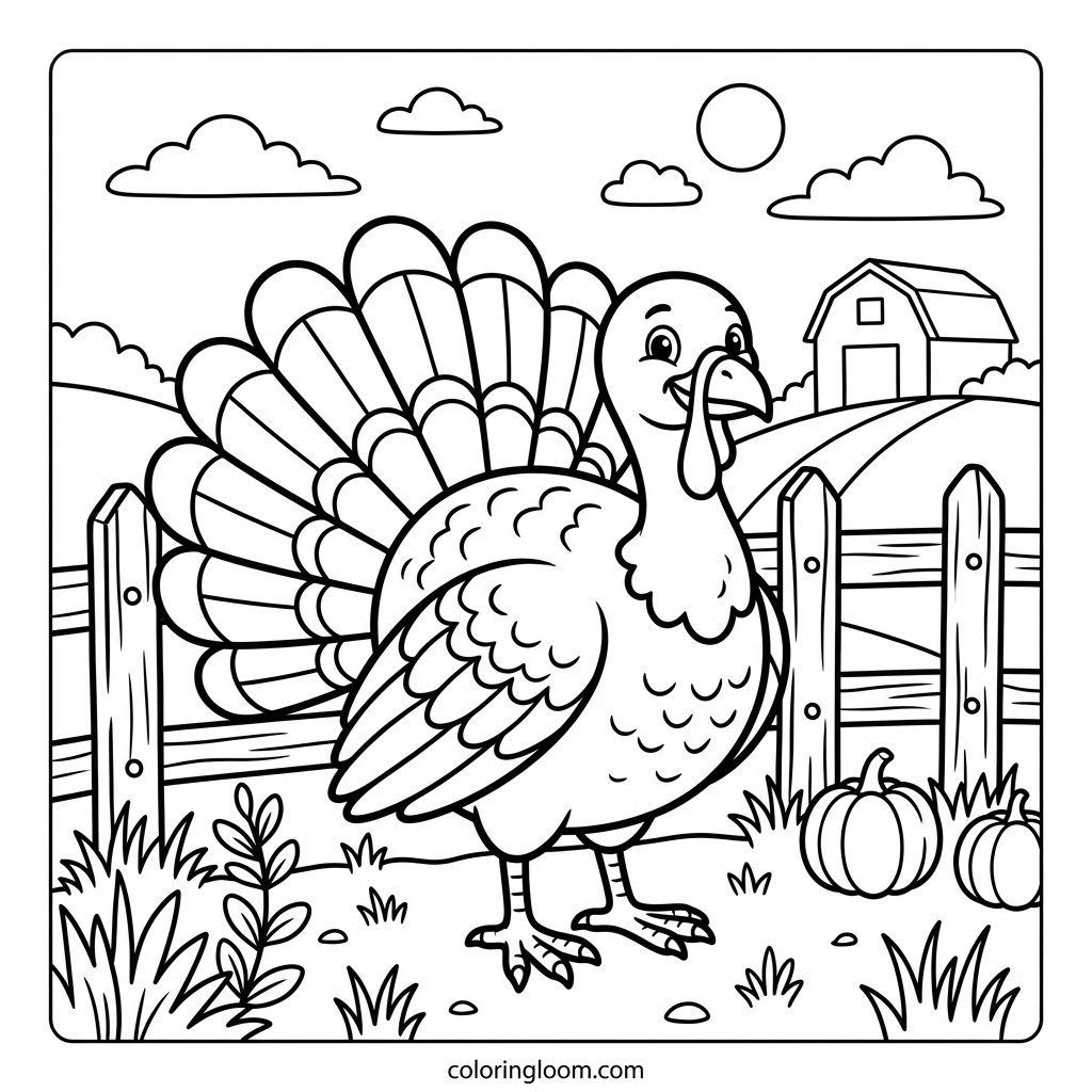 Free Printable Turkey Coloring Pages Sheet 11