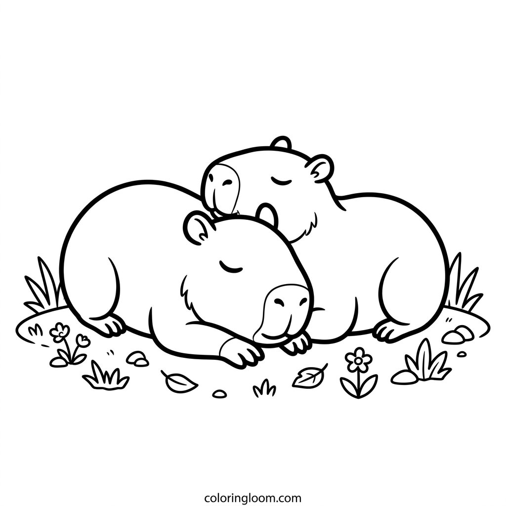 Free Printable Capybara Coloring Pages Sheet 12
