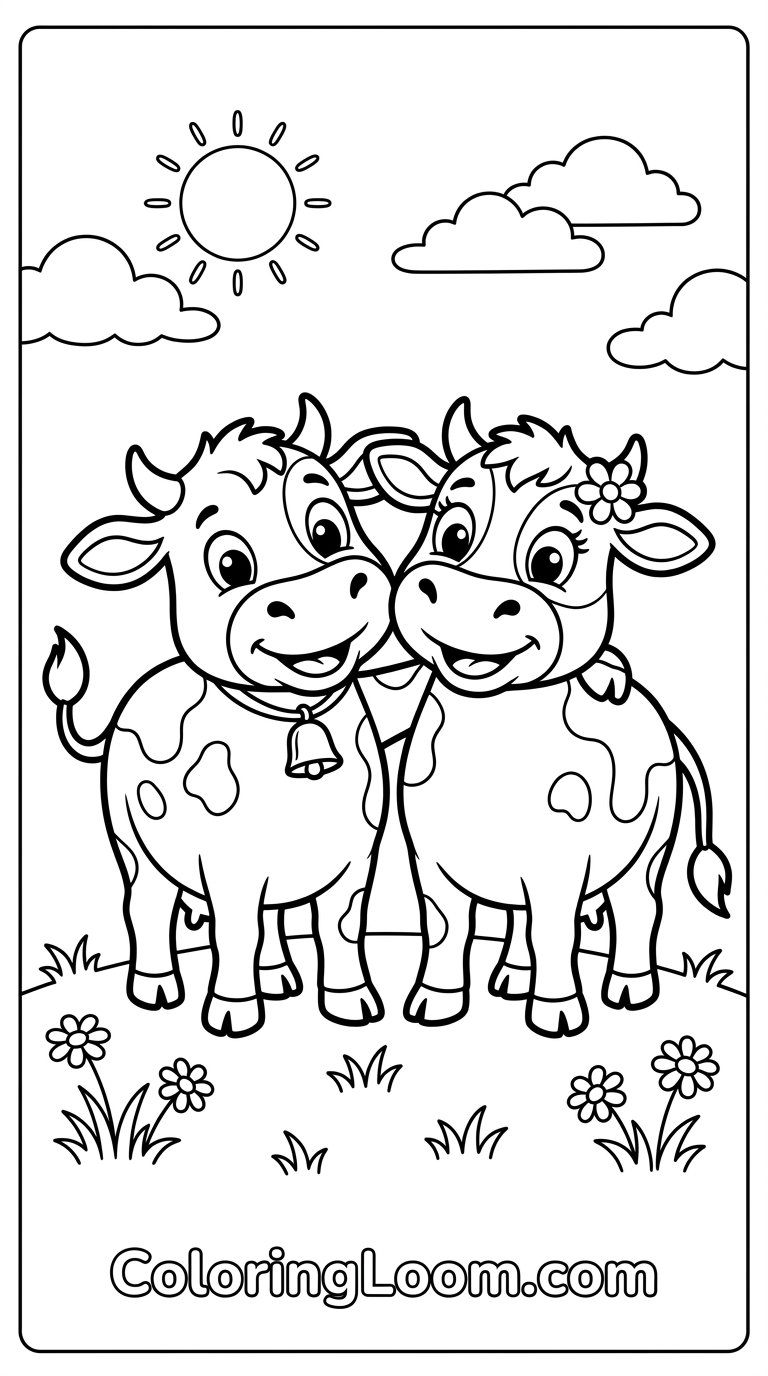 Free Printable Cow Coloring Pages Sheet 12