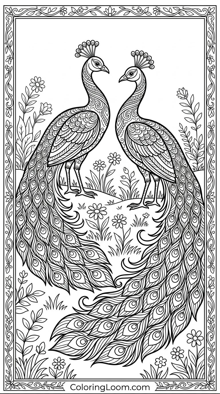 Free Printable Peacock Coloring Pages Sheet 11